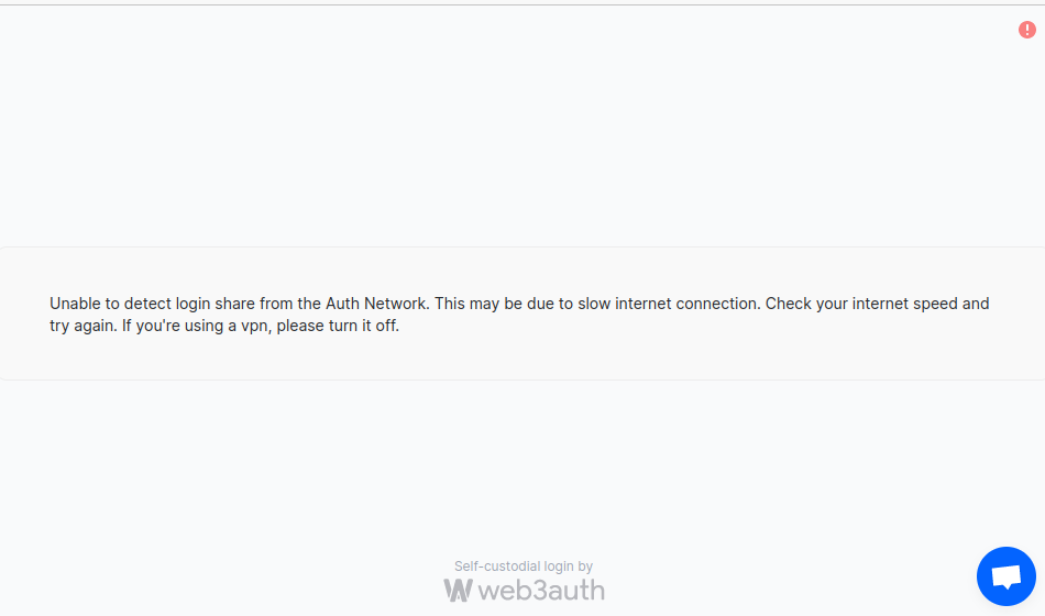 Unable to detect login share from the Auth Network. This may be 