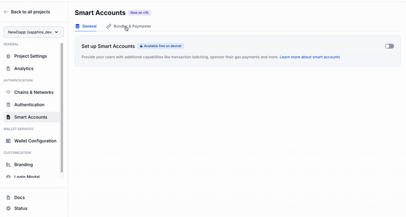 Smart Accounts Section