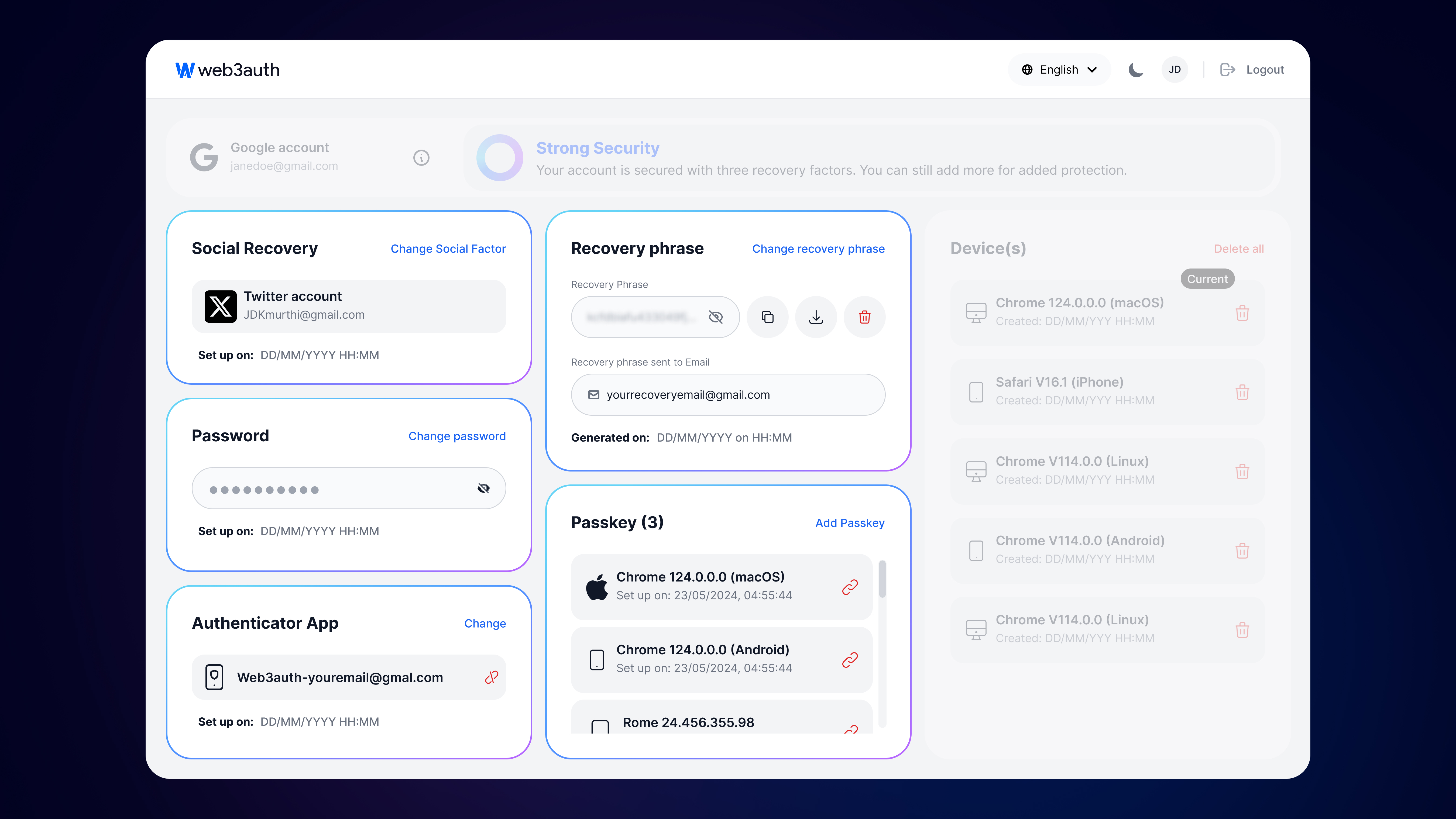 Account Dashboard Overview Screenshot