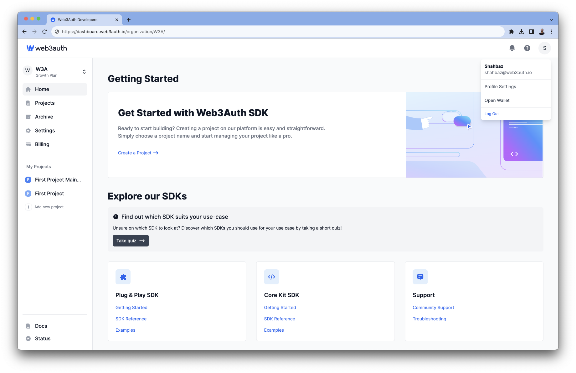 Dashboard Home Profile Info