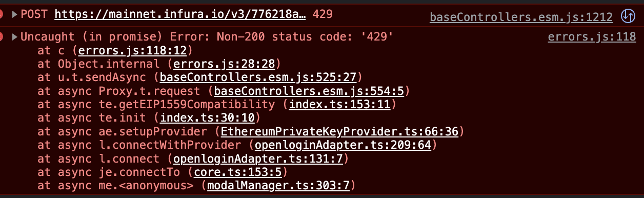 Error 429 (Infura RPC Endpoint) - Troubleshoot