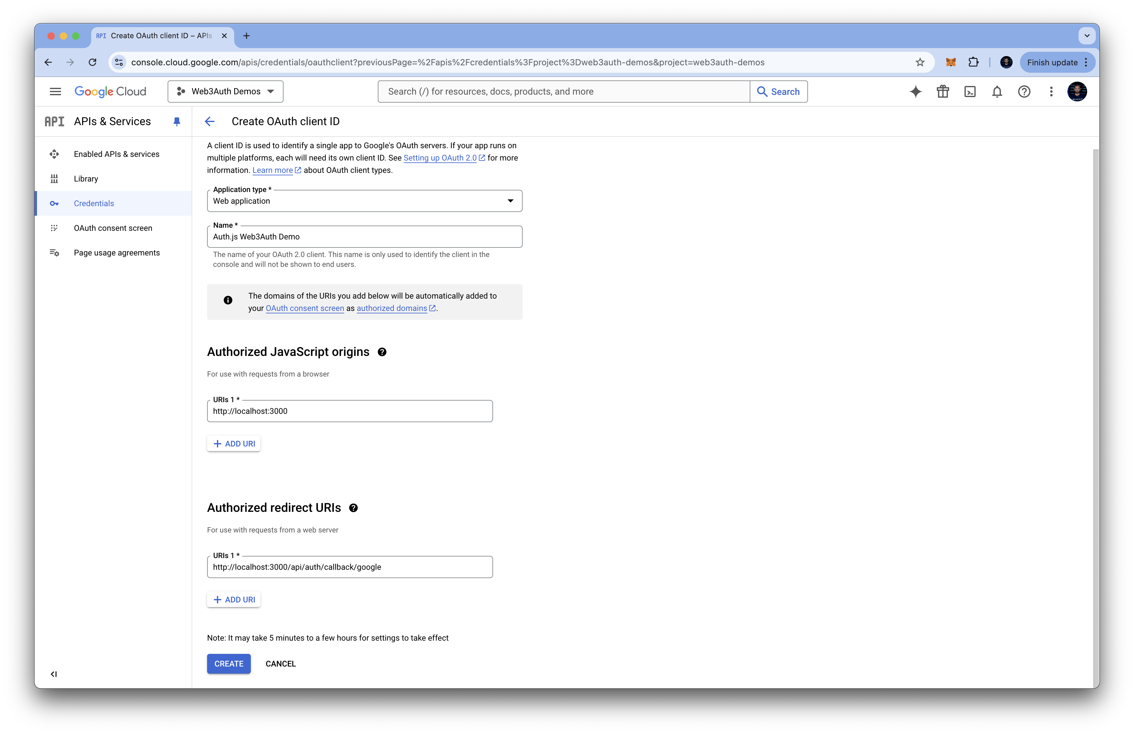 Google OAuth Callback URL